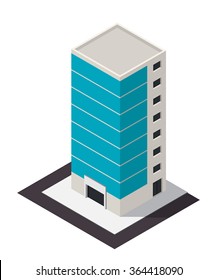 Vector isometric business center building icon. City map 3d element.