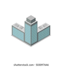 Vector isometric business center building icon. 3d city map elements