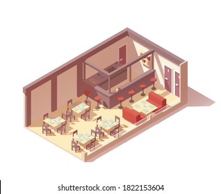 Vector Isometric Cafe Or Restaurant Interior