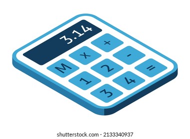 Vector isometric calculator icon isolated on white background