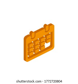 Vector isometric calendar icon on a white background