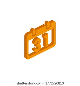 Vector isometric calendar icon on a white background