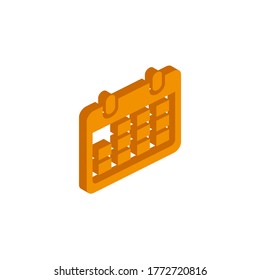 Vector isometric calendar icon on a white background