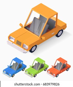 Ilustración vectorial del coche isométrico. Automóvil retro estilo caricatura 3d.