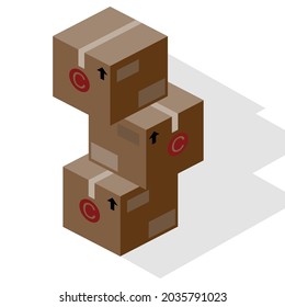 Vector isometric cardboard box. Box icon, Parcel box . transport parcels concept.illustration,isolate backgroung.