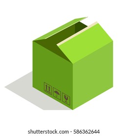 Vector isometric cardboard box. Box isolated illustration