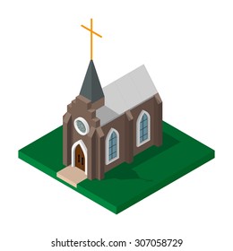 Vector Isometric Church Building Icon