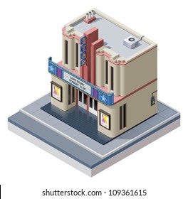 Vector Isometric Cinema Building