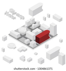 Vector isometric city map