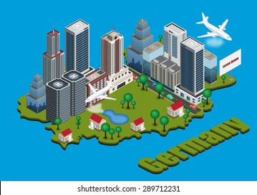 Vector isometric city on Germany map