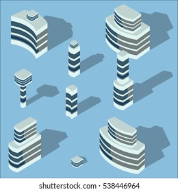 Vector isometric city skyscrapers,home