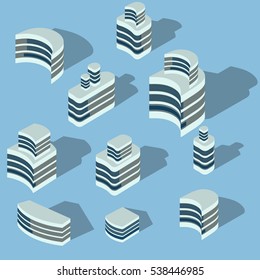 Vector isometric city skyscrapers,home