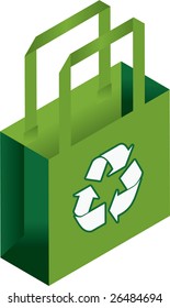 vector isometric cloth green canvas bag illustration icon