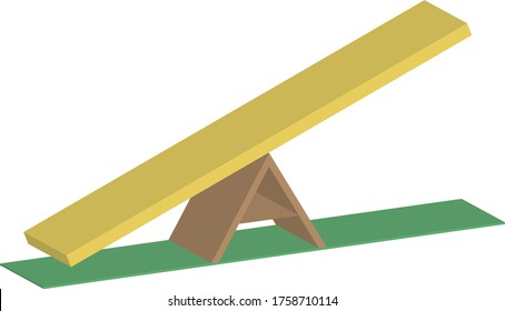 Vector isometric colorful icon of seesaw - for dog agility training or children playground, isolated on white background