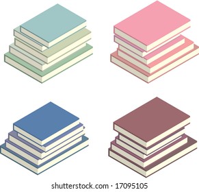 vector isometric colorful stacks of books
