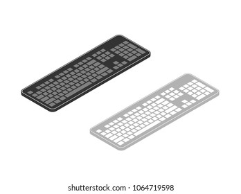 vector isometric computer keyboards black and white set