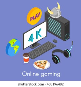 Vector isometric concept for online gaming. 