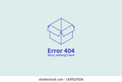 Vector isometric concept web error page. Page 404 with inscription, description. Open empty box. Vector illustration.