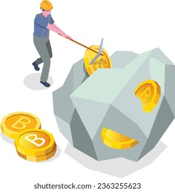  el concepto isométrico vectorial del trabajador recibe dinero de moneda grande
