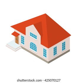 Vector isometric country house.suburban house.country house. country cottage.