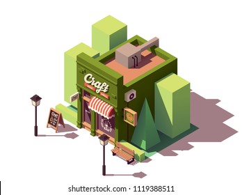 Vector Isometric Craft Beer Bar And Shop With Signboard And Awning