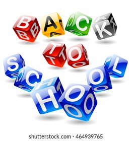 Vector isometric cube text Back to school