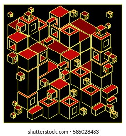 Vector isometric cubes pattern. abstract wallpaper background. Illustration for fabric print.