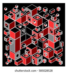 Vector isometric cubes pattern. abstract wallpaper background. Illustration for fabric print.