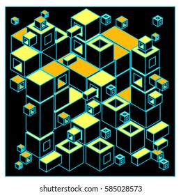 Vector isometric cubes pattern. abstract wallpaper background. Illustration for fabric print.