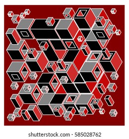 Vector isometric cubes pattern. abstract wallpaper background. Illustration for fabric print.