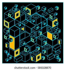 Vector isometric cubes pattern. abstract wallpaper background. Illustration for fabric print.