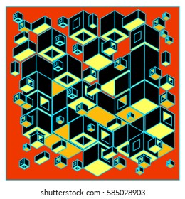 Vector isometric cubes pattern. abstract wallpaper background. Illustration for fabric print.