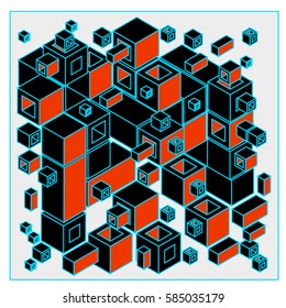 Vector isometric cubes pattern. abstract wallpaper background. Illustration for fabric print.