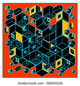 Vector isometric cubes pattern. abstract wallpaper background. Illustration for fabric print.