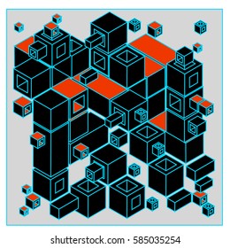 Vector isometric cubes pattern. abstract wallpaper background. Illustration for fabric print.