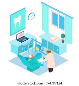 Vector isometric dental clinic