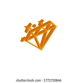 Vektorisometrisches Diamantensymbol auf weißem Hintergrund