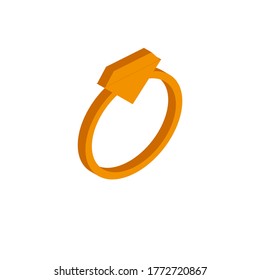 Icono de diamante isométrico vectorial en fondo blanco