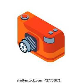 Vector isometric  digita photo camera with a lens.SLR camera electronic