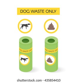 Vector isometric dog waste cans. 