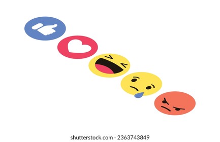 Colección de emojis isométricos vectoriales en fondo blanco.