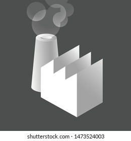 Vector isometric factory building with pipe. Vector industrial buildings. Factory Icon.