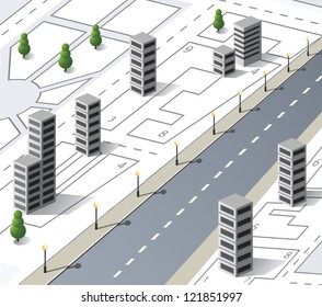 Vector isometric fantasy on the theme of urban