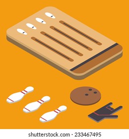 Vector of isometric flat bowling icons set