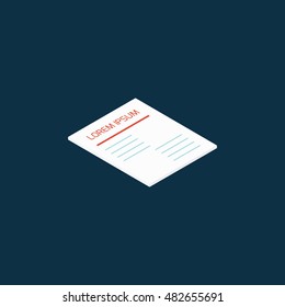 Vector isometric flat color design illustration of document paper