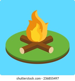 vector isometric flat fire isolated on a blue background
