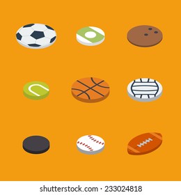 Vector of isometric flat game balls icons set