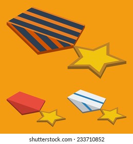 Vector of isometric flat medals icons set
