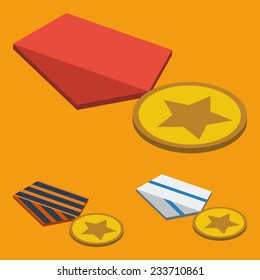 Vector of isometric flat medals icons set