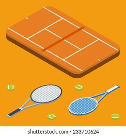 Vector of isometric flat tennis icons set
